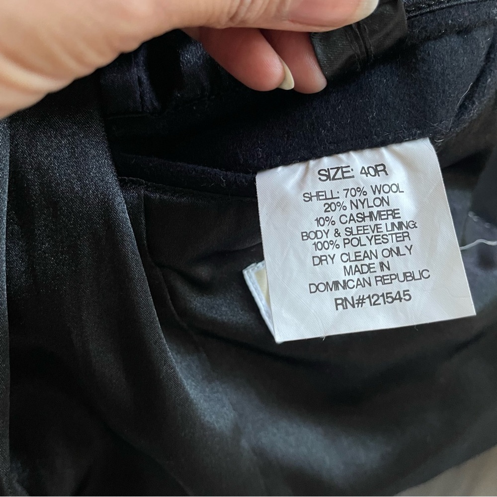 Michael Kors Men’s Wool Cashmere Overcoat Black Size 40R Classic Tailored - Picture 7 of 7